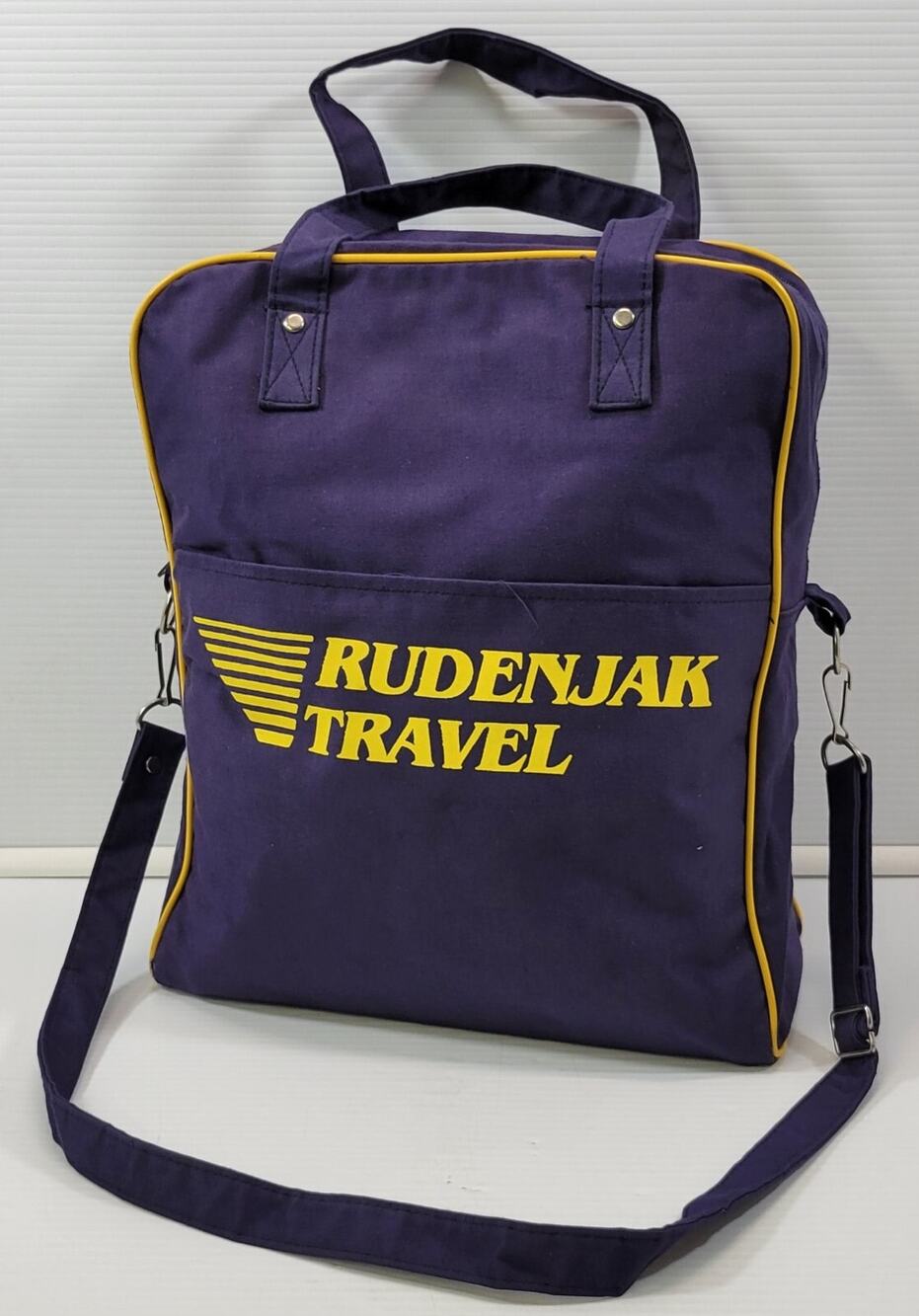 D) Vintage Rudenjak Travel Promotional Croatia Blue Canvas Hand Shoulder Bag